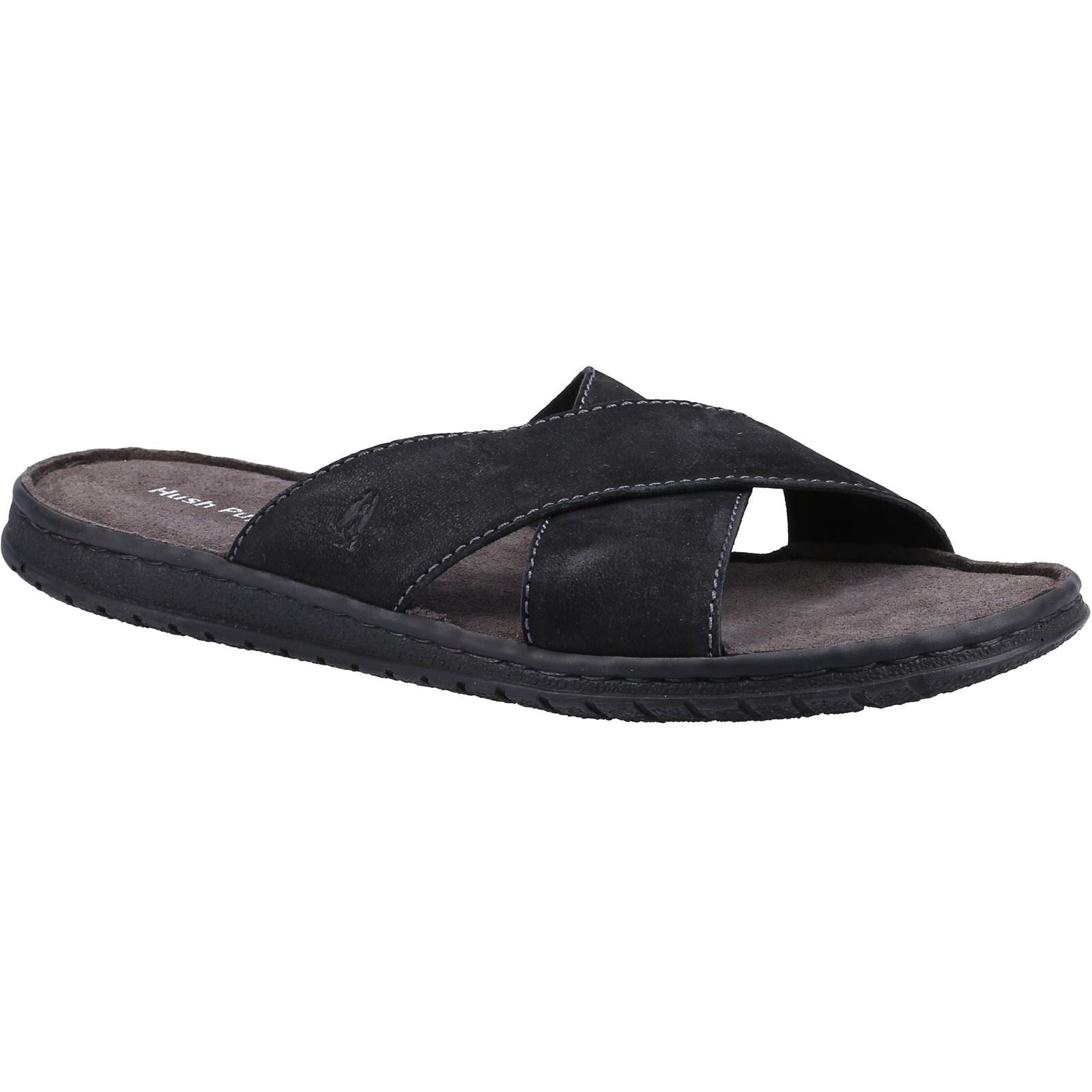 Hush Puppies Nile Cross Over Leder Herren Schwarze Sandalen