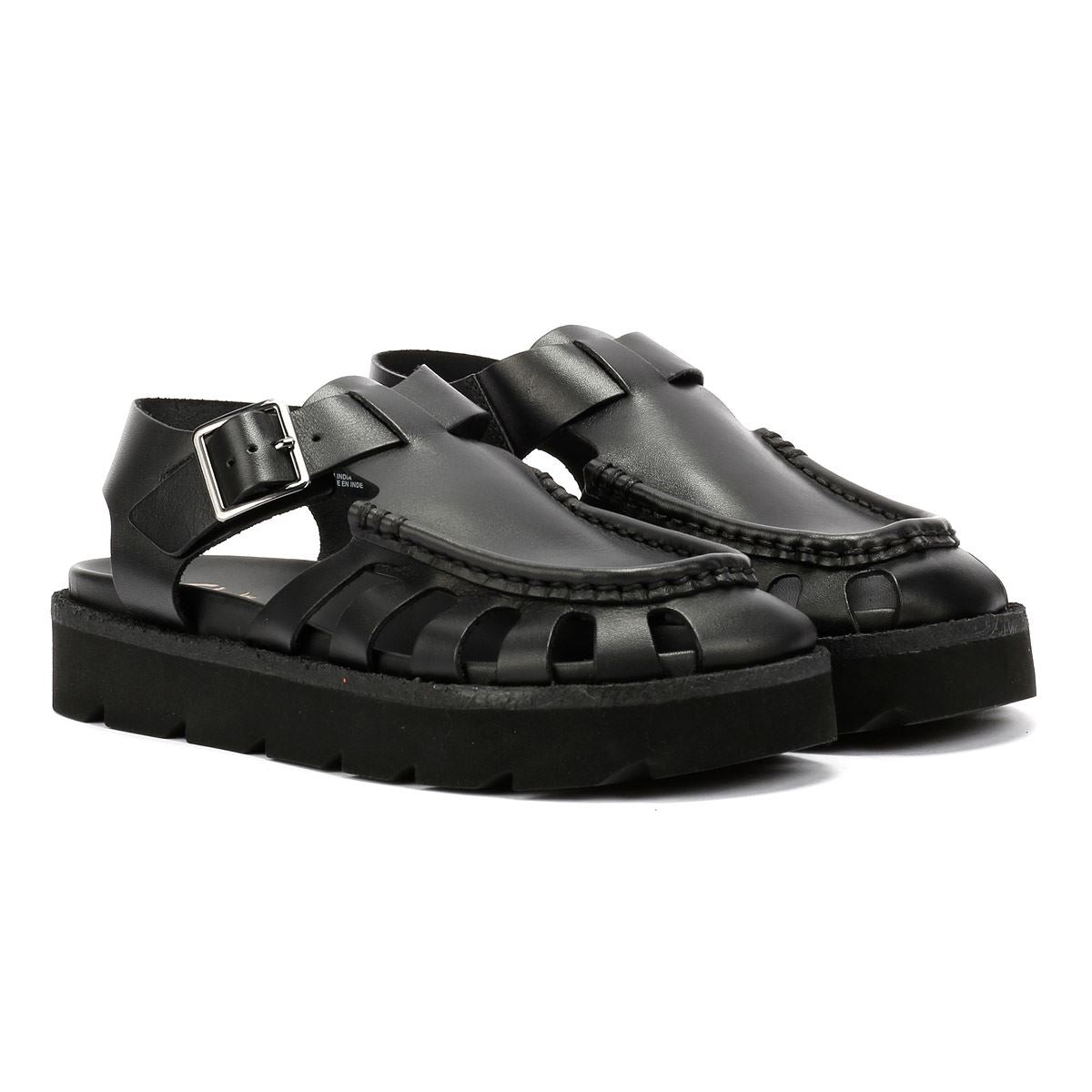 Clarks Originals Meadow Buckle Damen Sandalen Aus Schwarzem Leder