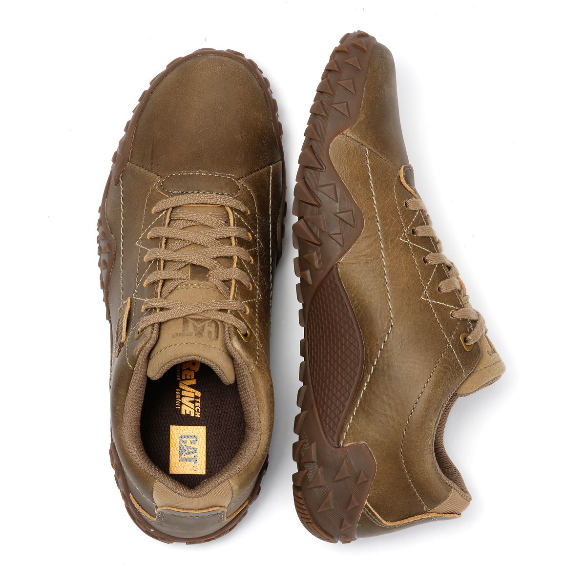 Caterpillar Gridlock Lo Full Grain Leder Herren Beigefarbene Schnürschuhe
