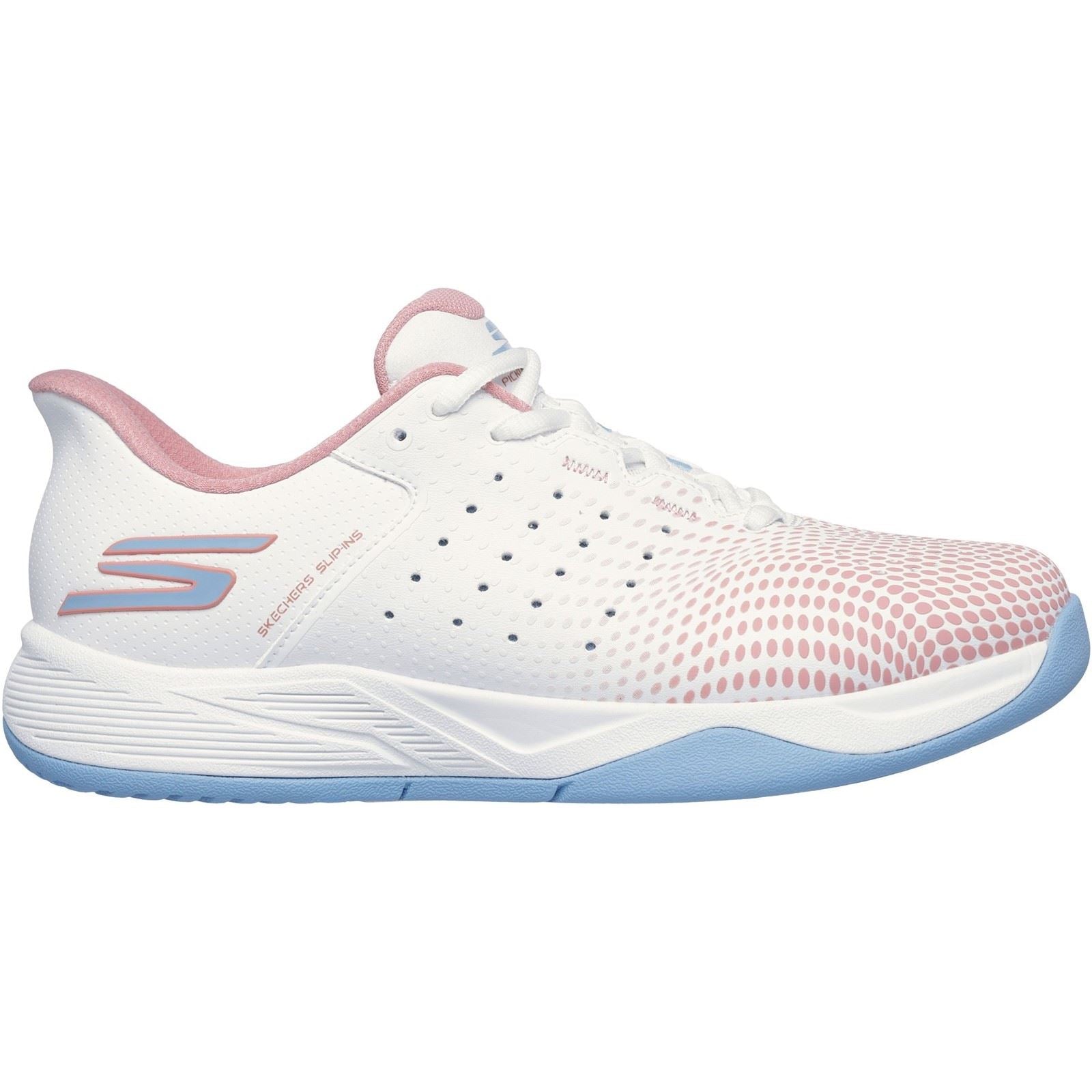 Skechers Performance Slip-ins Relaxed Fit Viper Court Reload Polyurethan Damensneaker Weiß/Hellblau/Rosa