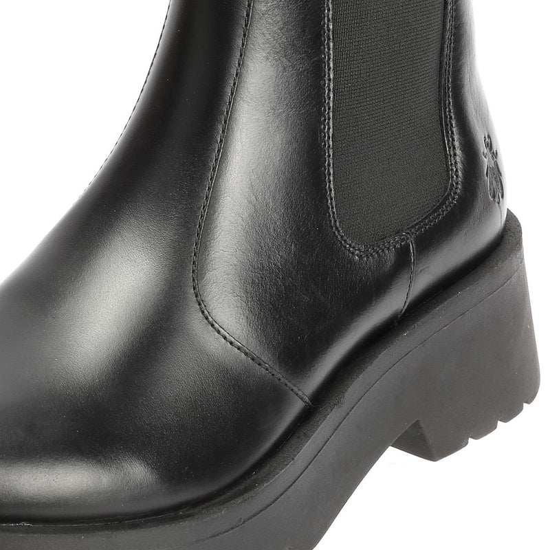 Fly London Medi Leder Damen Schwarze Stiefel