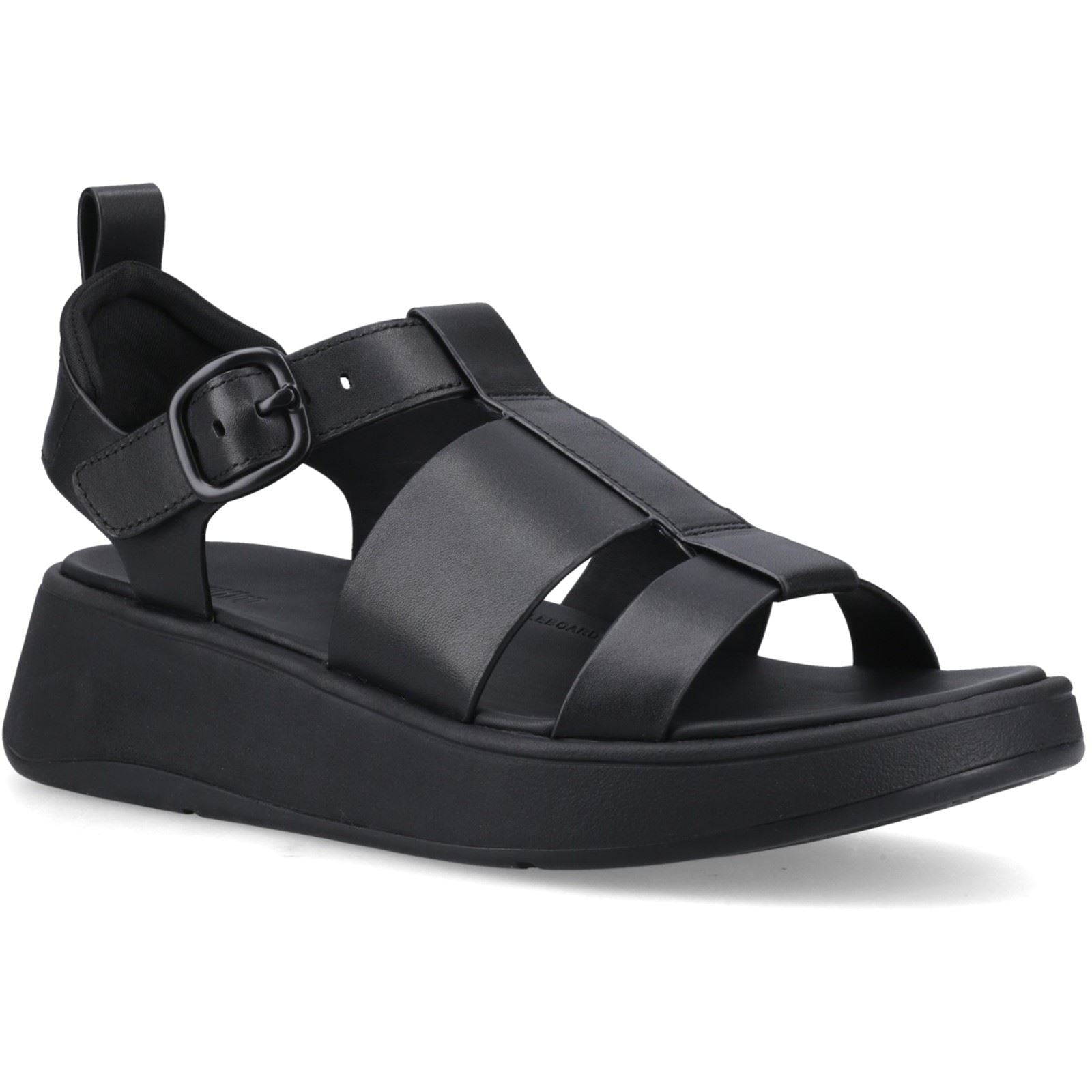 Fitflop F-Mode Fisherman Leder Damen Schwarze Schmale Sandalen