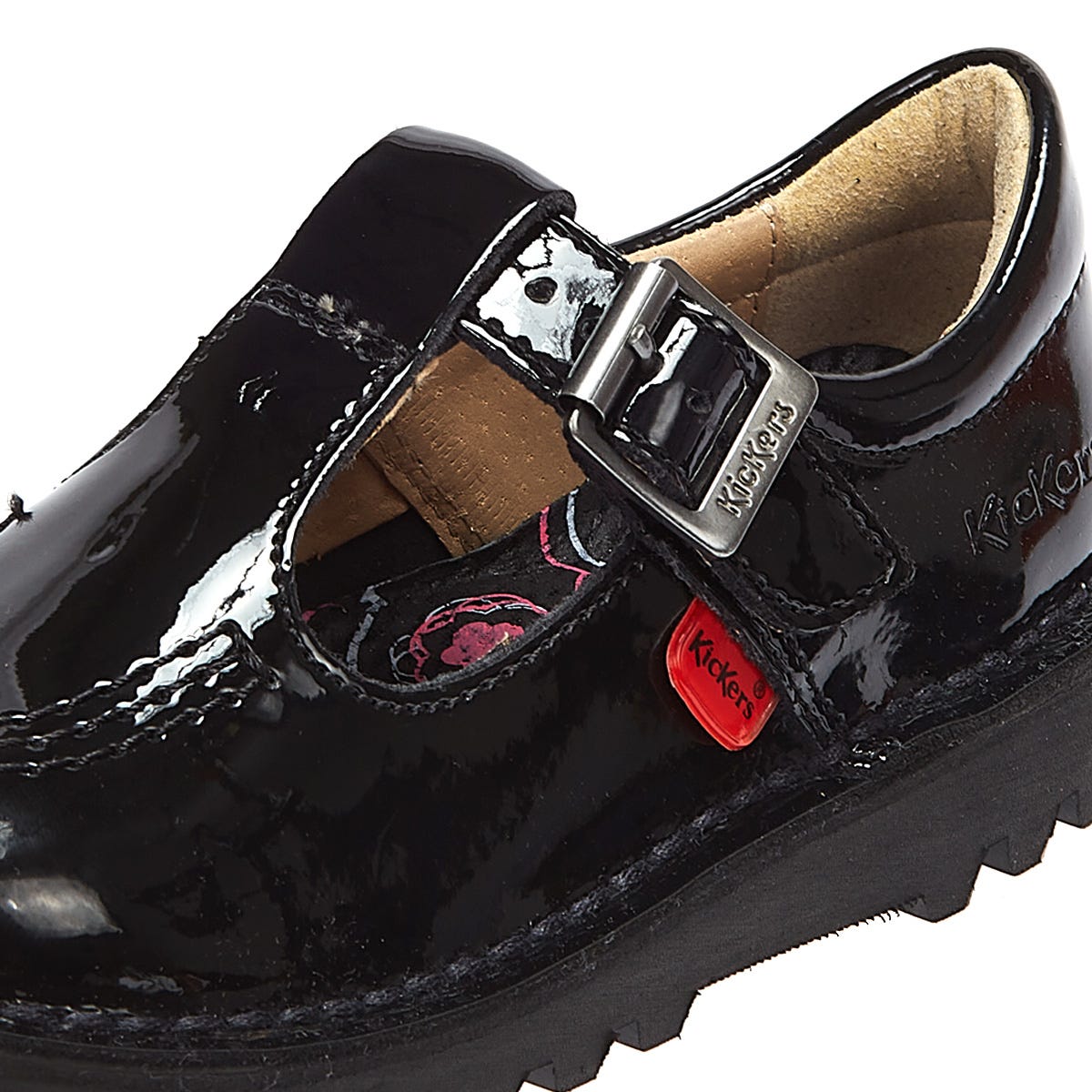 Kickers Infant Schwarz Kick T Bar Lackleder Schuhe