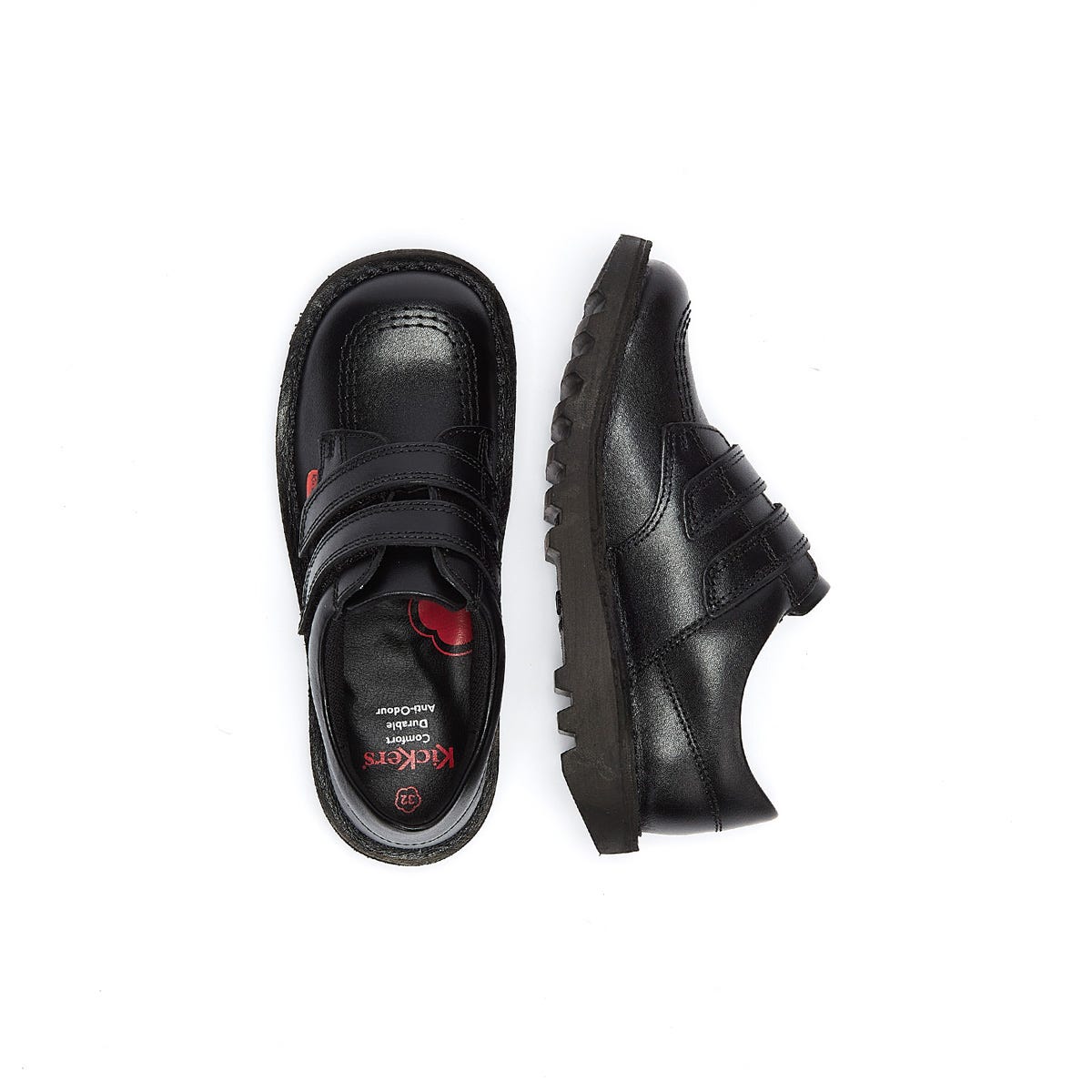 Kickers Infant Kick Lo Velcro Schwarz Leder Schuhe