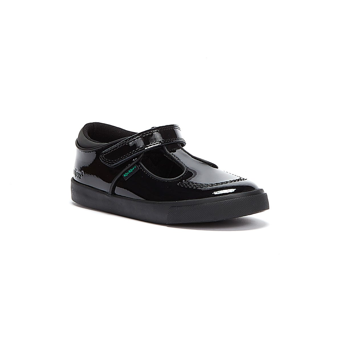 Kickers Infant Schwarz Tovni T Bar Lackleder Schuhe