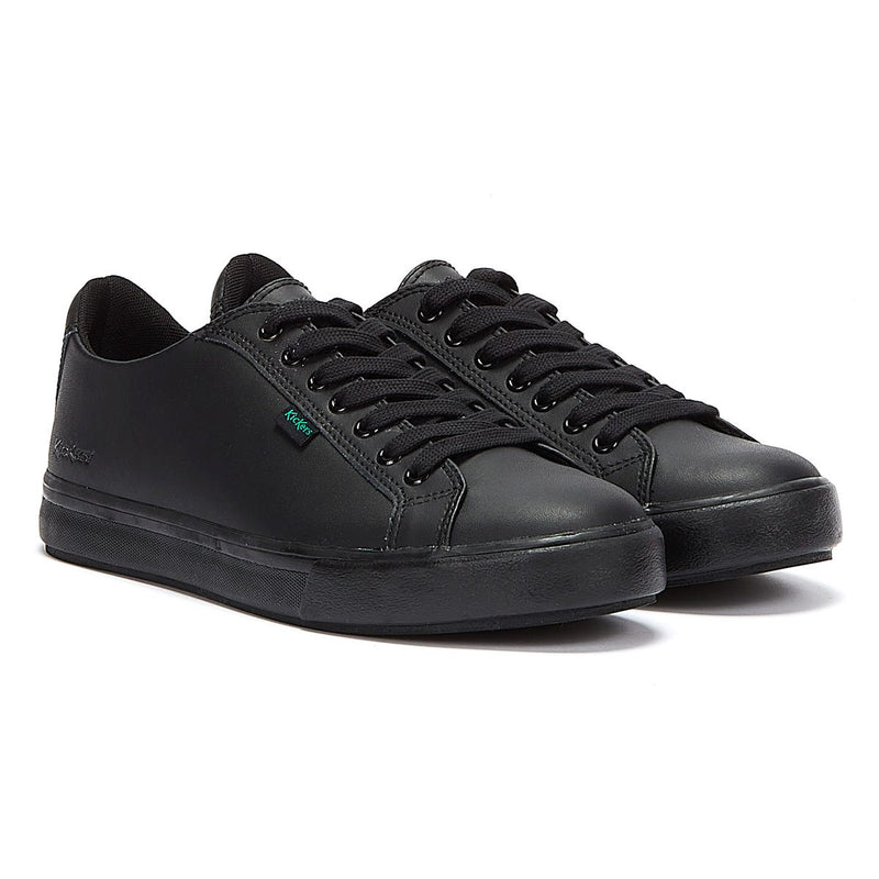 Kickers Schwarz Leder Tovni Lacer Turnschuhe