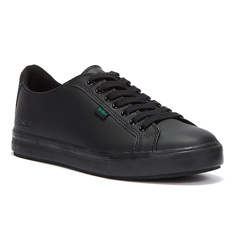 Kickers Schwarz Leder Tovni Lacer Turnschuhe