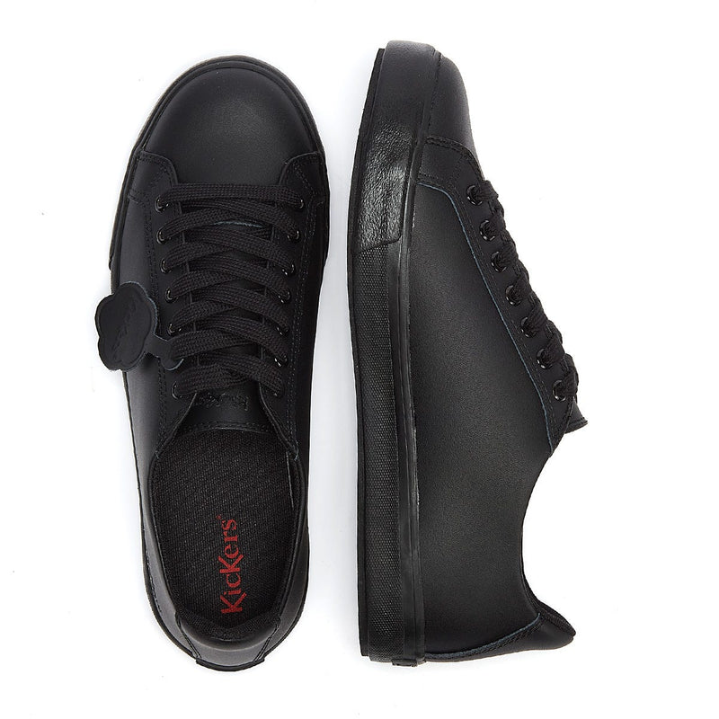 Kickers Schwarz Leder Tovni Lacer Turnschuhe
