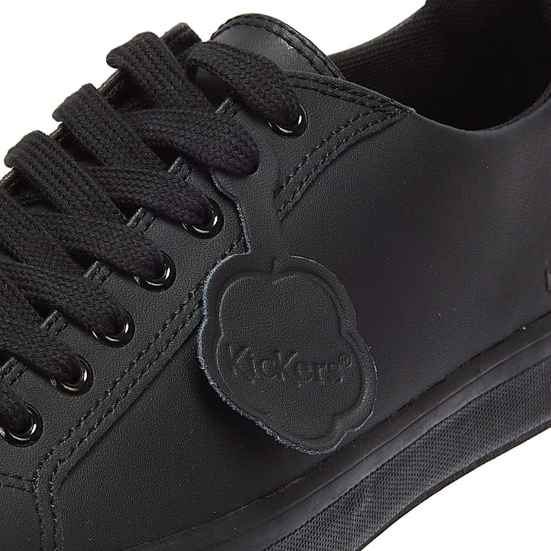 Kickers Schwarz Leder Tovni Lacer Turnschuhe