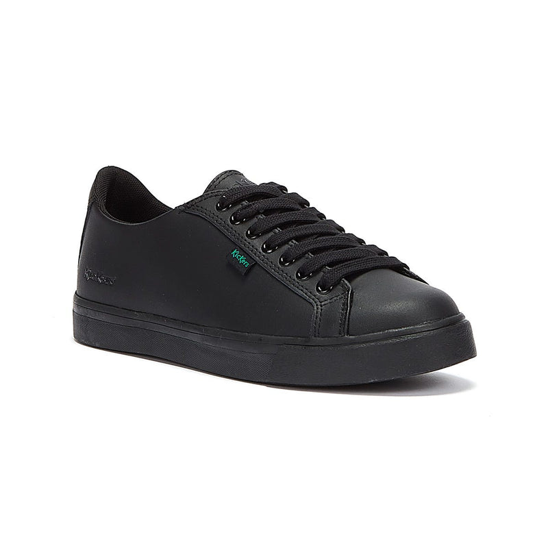 Kickers Youth Schwarz Leder Tovni Lacer Turnschuhe