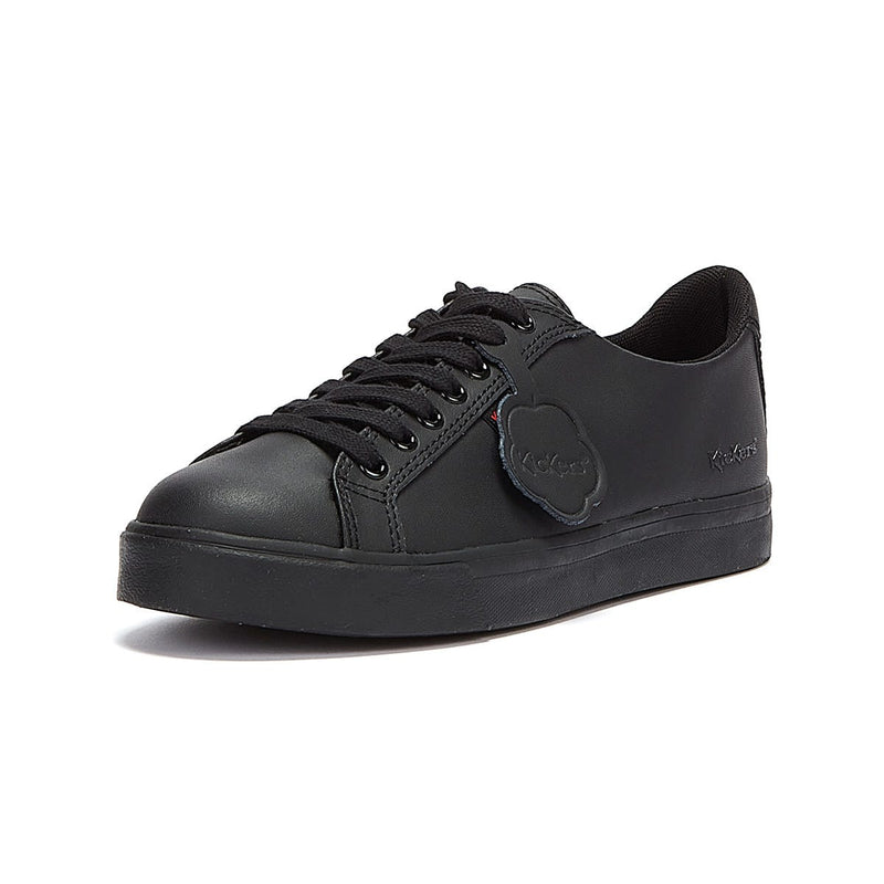 Kickers Youth Schwarz Leder Tovni Lacer Turnschuhe