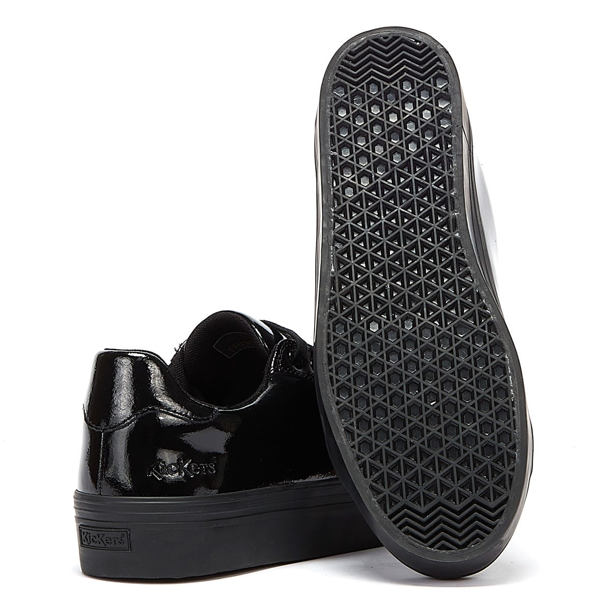 Kickers Tovni Stack Patent Leder Womens Schwarz Turnschuhe