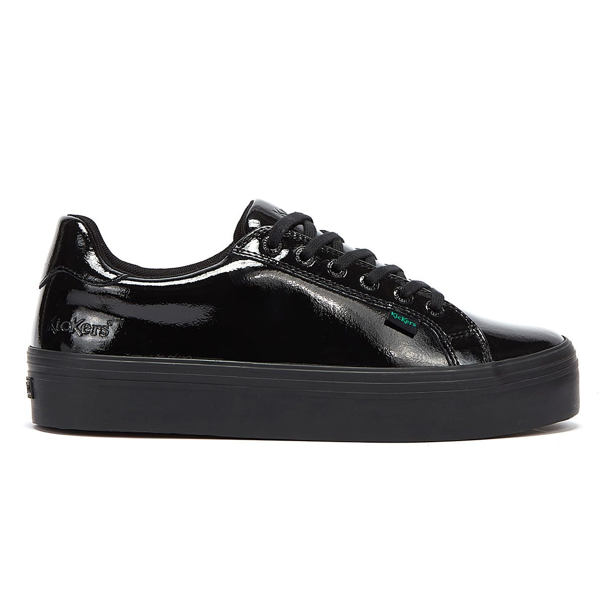 Kickers Tovni Stack Patent Leder Womens Schwarz Turnschuhe