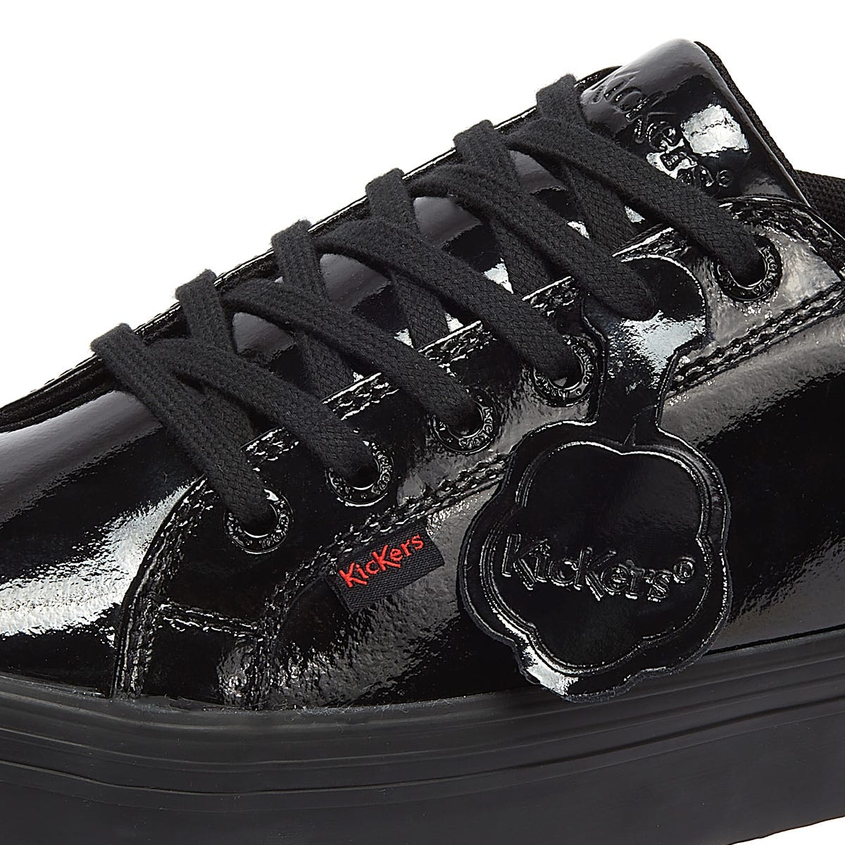 Kickers Tovni Stack Patent Leder Womens Schwarz Turnschuhe