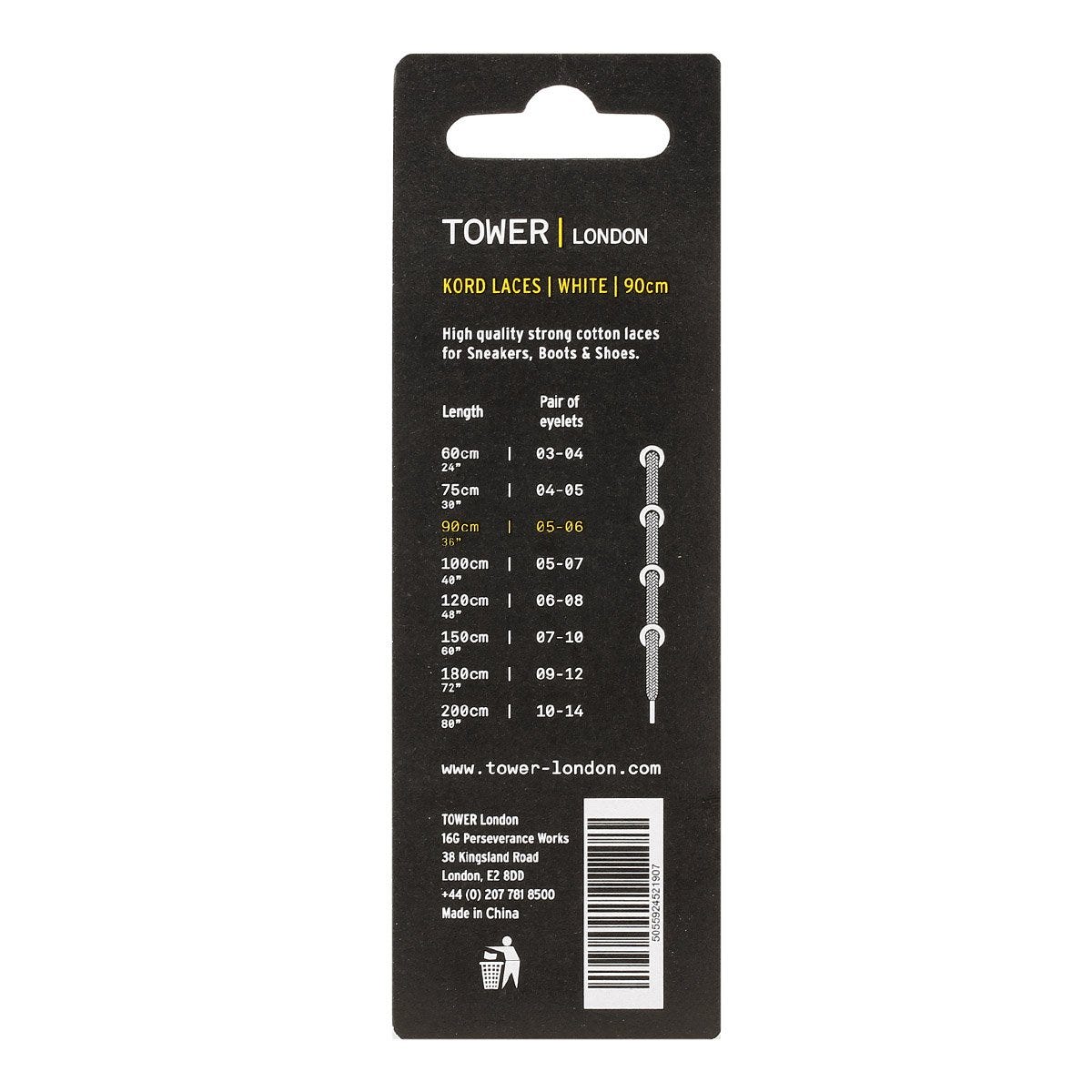 Tower London Weiße Kordelschnüre (90cm)